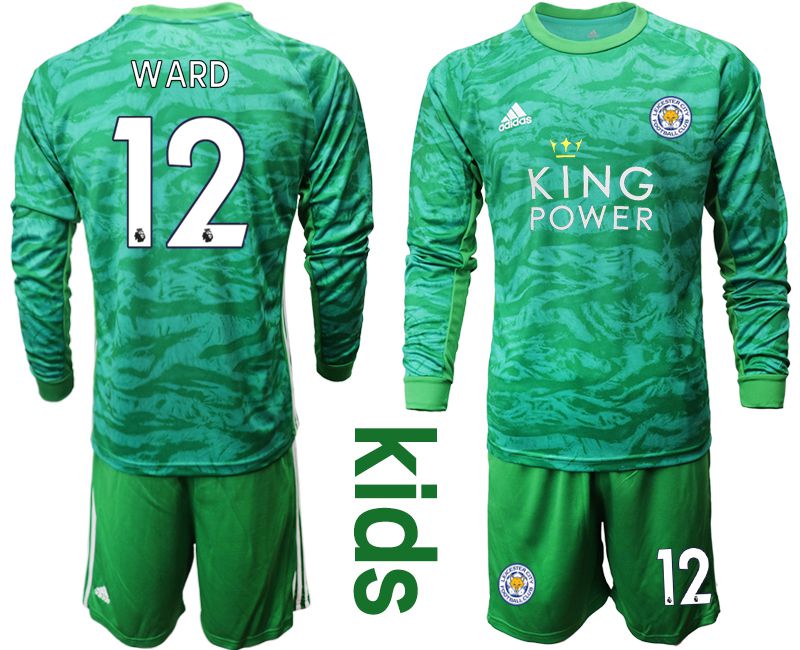 Youth 2019-2020 club Leicester City green goalkeeper long sleeve #12 Soccer Jerseys